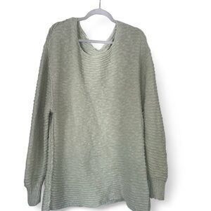 Free People Green Chunky Knit Sweater Cotton Women's Large‎ Oversize Boho
